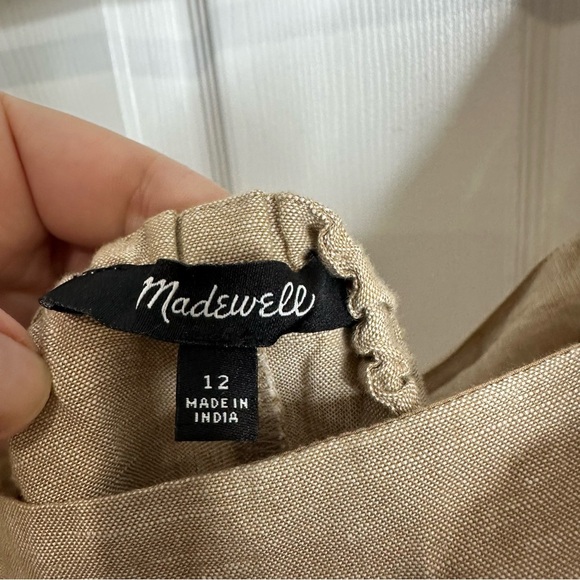 Madewell Linen-Blend Ruffle Tie-Back Jumpsuit in Seed Khaki size 12 - Picture 9 of 9